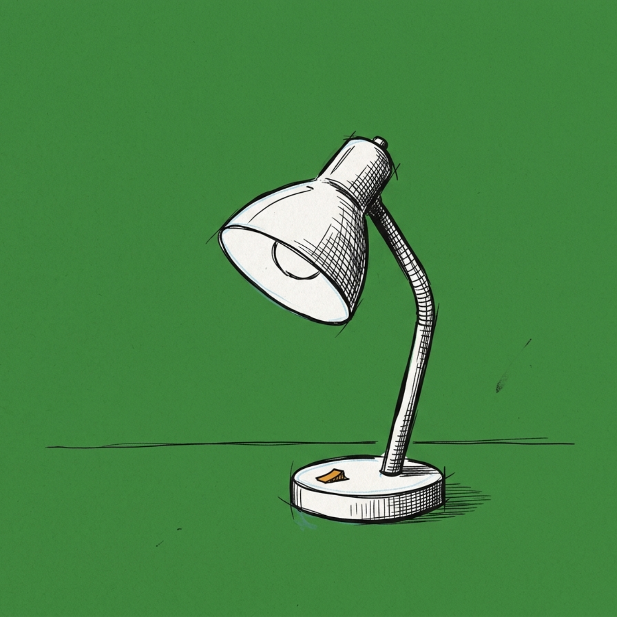 A pitch deck left open on a desk at night, a single desk lamp on