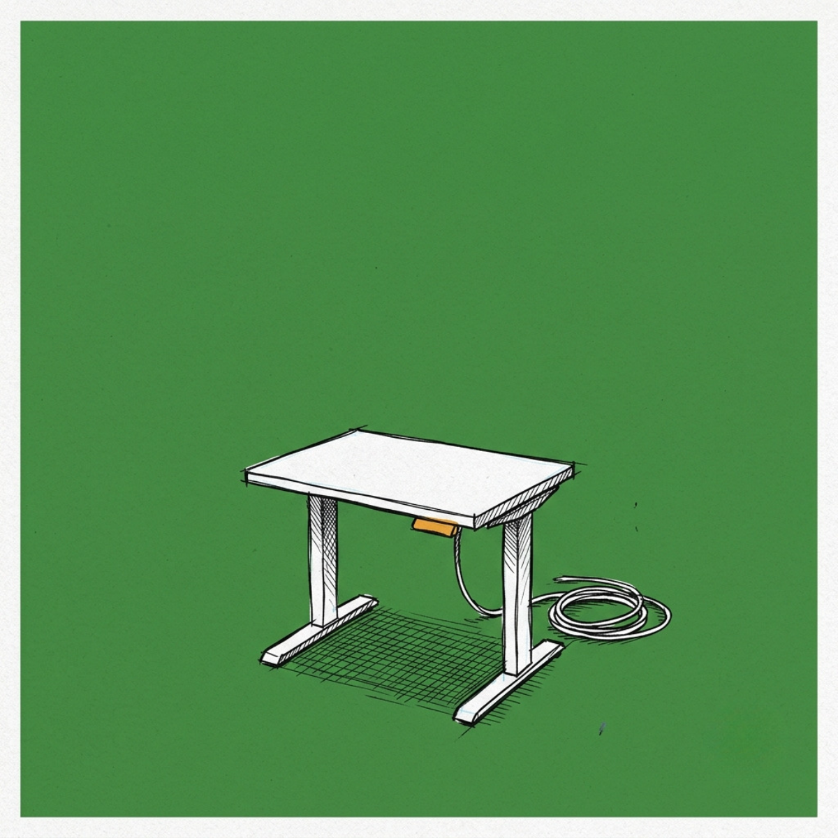 A small team of desks in a bare, early-stage office