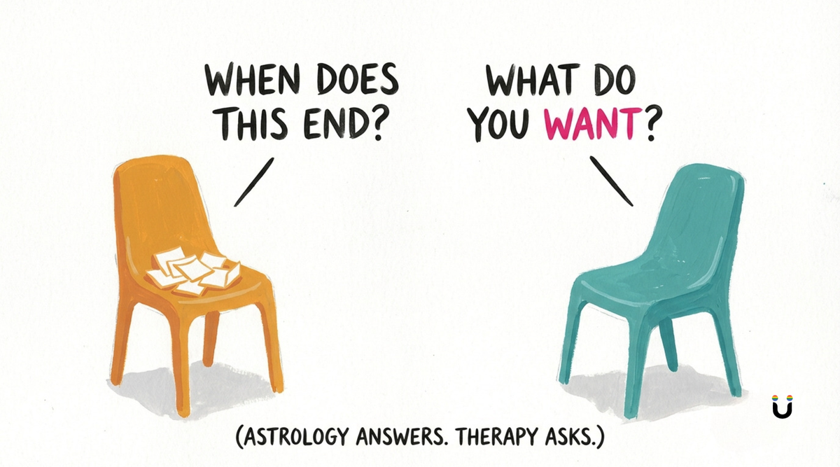Why Astrology Feels Faster Than Therapy (And What Each One Can Really Do)