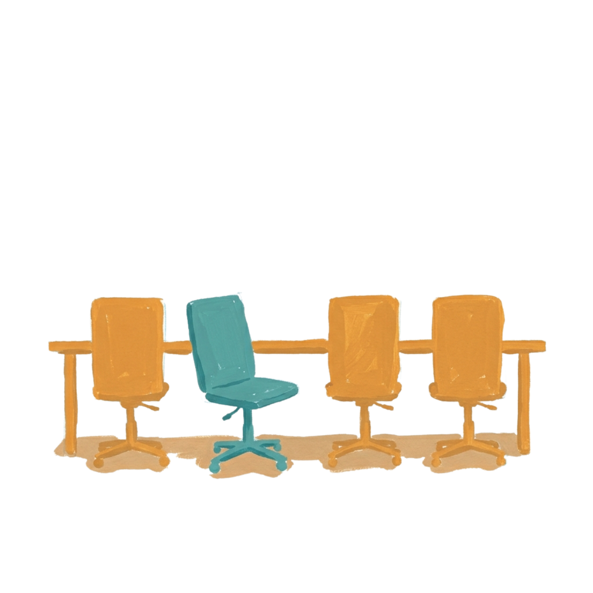 A small team of desks in a bare, early-stage office